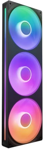 NZXT F360 RGB Core - 360mm Single-Frame Fan Unit with 3 x 120mm RGB Fans - Speed & Lighting Control - High Static Pressure & Airflow - Fluid Dynamic Bearings - 8 aRGB LEDs Per Fan - Black