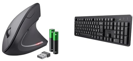 Trust Verto Mouse Verticale Wireless, Ergonomico senza Filo, 800/1200/1600 DPI & Ody II Tastiera Wireless Silenziosa Layout Italiano QWERTY, Tasti a Profilo Ribassato
