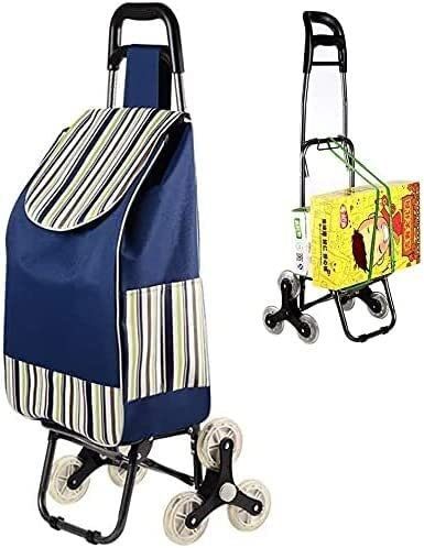 Carro De Compras con Ruedas Carro De Compras Plegable Carro De Compras Plegable, Carro De Compras Ligero, Carro De Compras para Subir Escaleras con 6 Ruedas, Mochila Desmontable, C