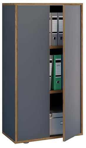 VCM Armario de Oficina de Madera Armario archivador Mueble de Oficina Salia Ancho 3 Pliegues 60 cm Puertas batientes Antracita