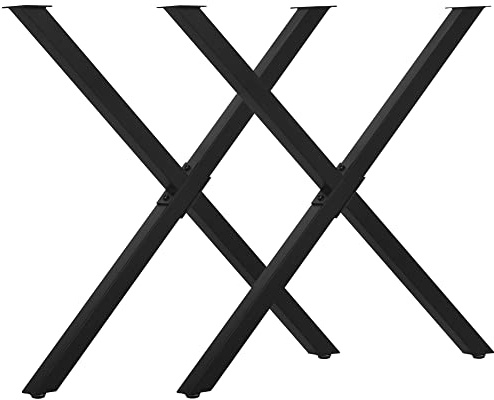 HOMCOM 2 Stück Tischbeine Stahl Tischfüße für Schreibtisch Couchtisch Esstisch X-Form Tischgestell 72cm Schwarz