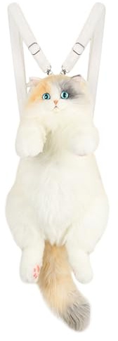 Acunny Mochila de peluche de gato lindo, mochila de gato realista | Juguete de mochila de peluche hecho a mano para gato de peluche - Bolso de mascotas con forma de gato Calico para novias mujeres