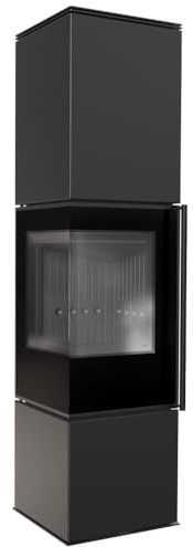Kratki Modern Freistehender Eckkamin REN/L links 7kW schwarz BA1, BImSchV2