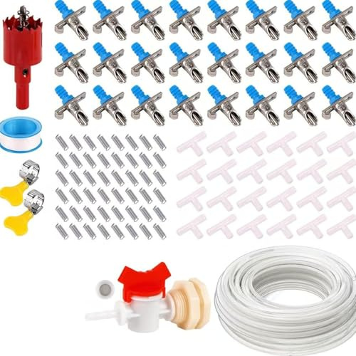 Kit abbeveratoio per conigli Bevitori di capezzoli a becco d'anatra a tenuta stagna con accessori Tubo per gabbia Fornitura di alimentazione per piccoli animali domestici Abbeveratoio per conigli