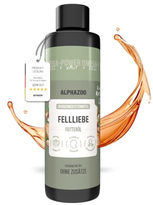 alphazoo Fellliebe Huile alimentaire naturelle pour chat Omega-3 Omega-6 contre les démangeaisons et les pellicules, avec huile de saumon, huile d'amande et huile d'argan, mélange d'huile de poisson