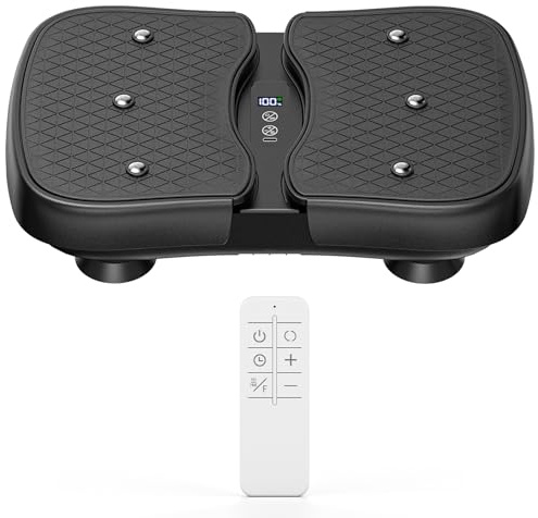 Mini Plataforma Vibratoria con Calefacción, 6 Programas de Entrenamiento, Mando a Distancia y Pantalla LCD, Plataforma Vibración Muscular Ligero y Portátil para el Ejercicio Diario