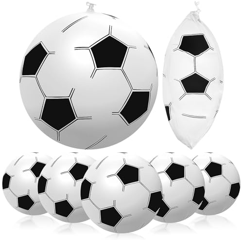 TOYANDONA 6 Pcs Inflatable Football Beach Balls - 30cm PVC Blow Up Footballs for Kids & Adults, Waterproof Ball Toys for Swimming Pool, Summer Beach Games, Birthday Party Decoration