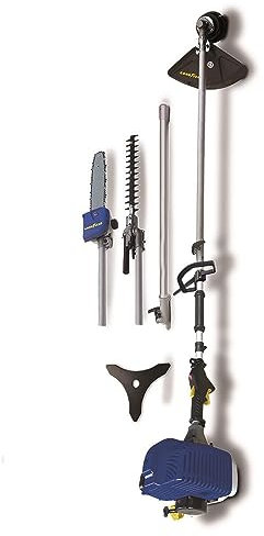 GoodYear - Desbrozadora Multicutter 4 en 1 Gasolina 42,7cc, Cortasetos 170°, Motosierra Podadora, Cabezal Nylon y Disco 3 Puntas, Motor 2T 1'3kW, Lubricación Automática