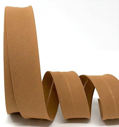 Byetsa Schrägband aus Baumwollmischgewebe, 30 mm, auf einer 25-m-Rolle, Karamellfarben