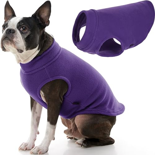 Gooby - Stretch fleece vest, pullover fleece vest jacket sweater for dogs, purple, large length (13 inches)