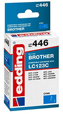 edding Druckerpatrone EDD-446 - Einzelpatrone - Cyan - 11 ml - Reichweite 735 Seiten - Ersetzt Brother LC123C