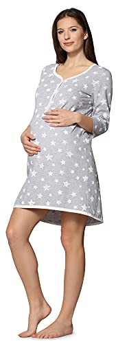 Be Mammy Mammapyjamas för Dam med omvårdnadsfunktion BE20-176 (Melange Stjärnor Grädde, XXL)