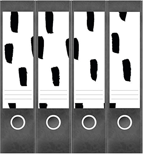 Etiketten für Ordner | Schwarz Weiss Muster 4 | 4 breite Aufkleber für Ordnerrücken | Selbstklebende Design Ordneretiketten Rückenschilder