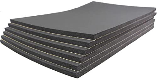 ZESLIV Auto insonorizzazione Isolamento 6 Fogli 30X50cm (10mm) fonoassorbente Spugna Adesivo Stuoia Antirombo Antivibrante Schiuma Fonoassorbente Autoadesiva Tappeto Isolante
