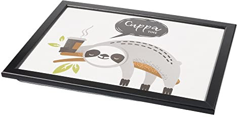 Invero Plateau rembourré avec cadre en bois et base pour coussin Motif Cuppa Time 44 x 34 cm