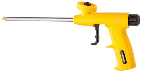 VERLINGER Schaumpistole für Bauschaum Klebstoffe, Präzise Dosier-Pistole, Bauschaumpistole Pistolenschaum PU schaum, Weiß Stahl Eco, DIY Projekte
