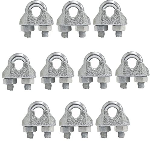 AERZETIX - C65291 - Lot de 10 Serre-câbles à étrier pour fil Ø5 mm DIN 741 - filetage M5 mm - attache câble - raccord chaîne - U boulon - clip câble metallique - en acier zingué - couleur argent