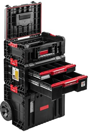 PAFEN Tiroir d'atelier roulant - Chariot à outils Premium - Boîte à outils sur roulettes 445 x 365 x 755 mm Très stable Résistant aux produits chimiques Chariot d'atelier roulant