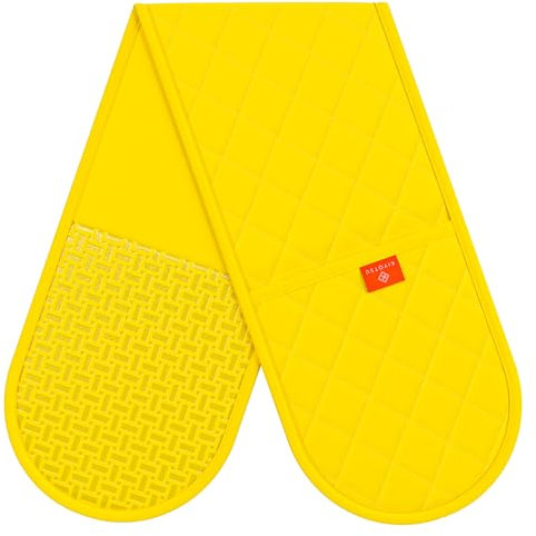 Yellow Oven Gloves Heat Resistant by Kiyotsu: Premium, Double Quilted Protection for Your Kitchen