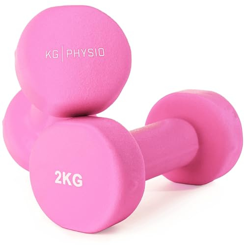 KG PHYSIO Neopren Hanteln Set - Inkl. Fitnessposter mit 32 Übungen, schweißabweisendes Kurzhanteln 2er Set aus Gusseisen, rutschfeste & griffige Fitness Gewichte für Frauen und Männer