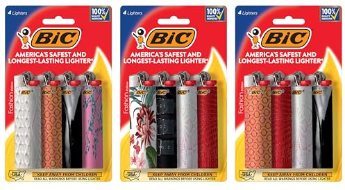 BIC Maxi Special Edition Pocket Lighters, Long-Lasting Flame for Home, Fashion Designs, 12-Pack (Designs May Vary)