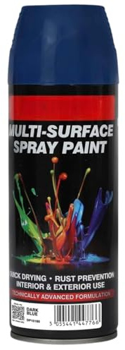 Inspired Essentials All Purpose Aerosol Spray Paint 400ml Quick Drying Spray, Fast Dry and Excellent Coverage for Metal, Wood, Plastic and More (1, Dark Blue)