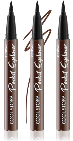 Boobeen 3er Set Flüssiger Eyeliner, Wasserfest und Schweißresistent, Satte Braun- und Schwarztöne, Langanhaltender Eyeliner mit Schnell Trocknender Formel für das Ganztägige Augen-Makeup