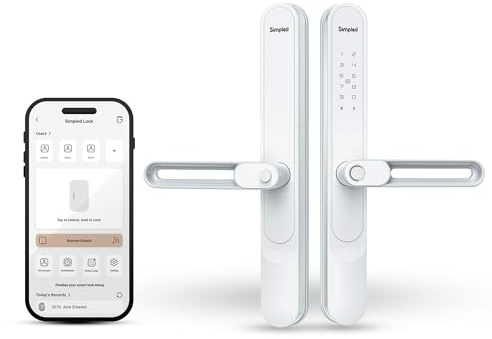 Simpled SS-SPW Weatherproof SlimSeries Smart Lock Touch, 7-in-1, Fingerprint Keyless Security Entry Door Lock, Bluetooth Electronic Deadbolt, Smartphone Access - Designed for The UK Weather, White