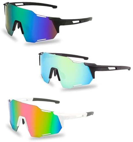 GBKDQQ Lunettes de soleil de vélo : 3 pièces lunettes de soleil polarisées lunettes de sport pour femmes et hommes lunettes de protection UV400 lunettes de protection rapides lunettes de sport