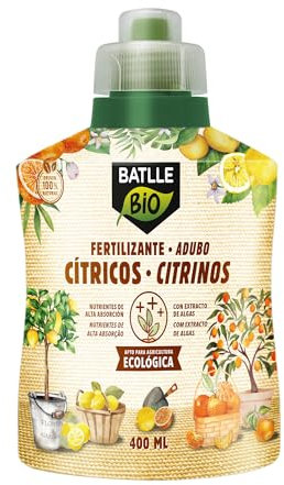 Semillas Batlle Bio Fertilizante para cítricos, para árboles de interior y terraza, Líquido, Orgánico y natural, 400 ml