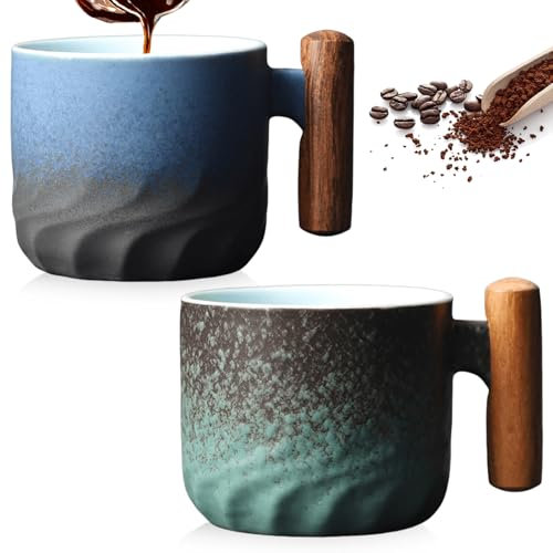 Juego de 2 tazas de café expreso de 60 ml, tazas de café de porcelana, tazas de café de cerámica, tazas de café expreso premium con asa, mini tazas de café expreso (azul y verde)
