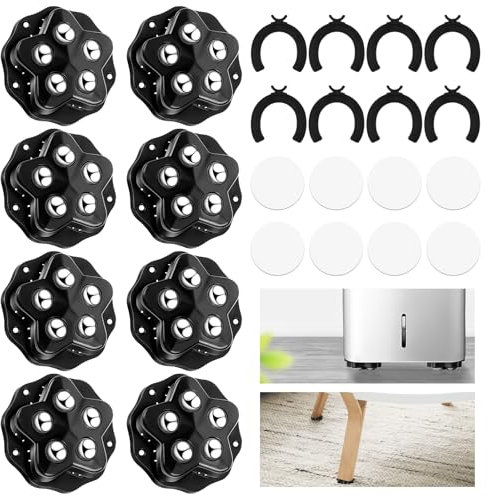 Yooyan Furniture Casters Small Ball Casters Heavy Duty for Furniture Self-Adhesive, Universal 360 Moving Wheels 4 Pieces Casters with 5 Balls Each Kitchen Appliances Self-Adhesive Load Capacity 300Kg