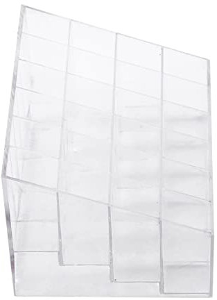 Ejoyous Porta di Rossetto Organizzatore di Rossetto Punta di Stoccaggio di Box in Plastica Trasparente 24-GRID per Display per Smalto per Unghie con con Design Trapezoidico Leggero per Cosmetici