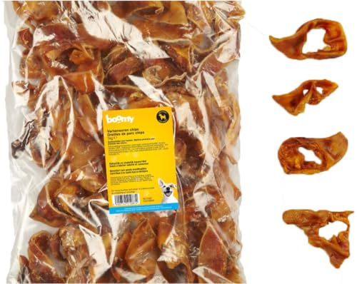 Boomy Chips con orecchie di maiale – Snack per cani naturali al 100% - Orecchie di maiale in pezzi da 6 a 7 cm – Snack per cani per tutte le razze (1 kg)