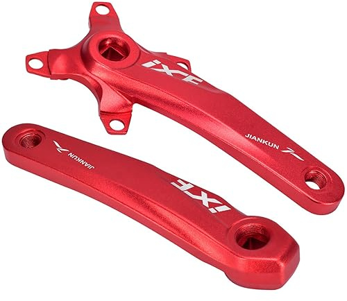 JNTFNE Guarnitura conica Quadrata per Biciclette 104BCD Corona Singola 170mm Set di pedivelle in Lega di Alluminio Compatibile con 8/9/10/11/12 velocità (Colore: Rosso, Dimensioni: 170mm)