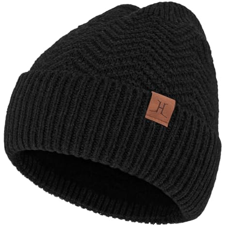 Bequemer Laden Gorro Beanie de Invierno Hombre : Gorro Tejido Caliente para Nieve Esquí, Gorro Skull con Forro Grueso de Polar Regalo Hombre