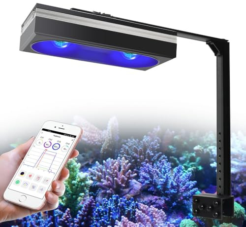 PopBloom RL180 Luce LED per acquari con supporto, illuminazione per acquari a spettro completo con controllo tramite app, ciclo di illuminazione per acquario da 180W, per acquario marini da 60 cm