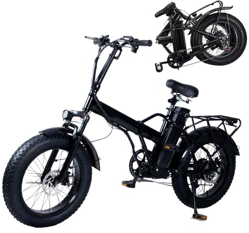 Hopfällbar Elcykel För Vuxna, 20×4.0 Elcykel Med Feta Däck, Med Display Och 3 Växlar, Elektrisk Lastcykel, För Stad/Strand/Snö 15A