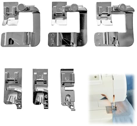 Lot de 6 Pieds presseurs en Acier métal pour Machine à Coudre Brother Singer, W6, Elina, Janome - Lot de Pieds de Biche pour Couture Précise