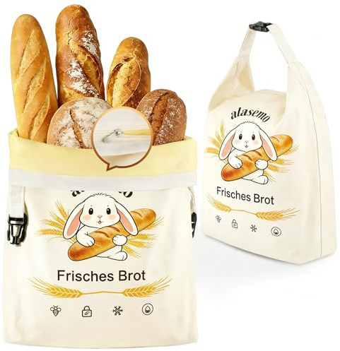 alasemo Bolsas de Pan Reutilizables de Cera de Abejas con Base, 2 Bolsas de Pan para Mantener Frescas, Varias Juntas, Cierre de Clic, Almacenamiento de Pan, 2 tamaños L 35×25cm&S 31,5×21cm
