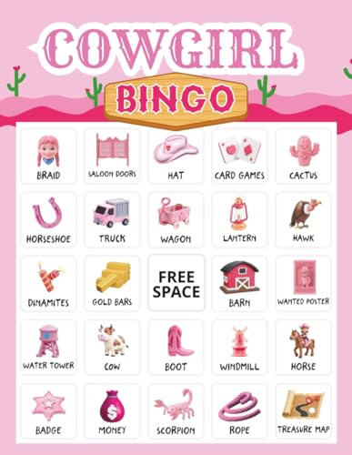 Cowgirl Bingo: 32 player Western Themed Party Games for Bachelorette Parties, Western Day, and Country Socials Activity