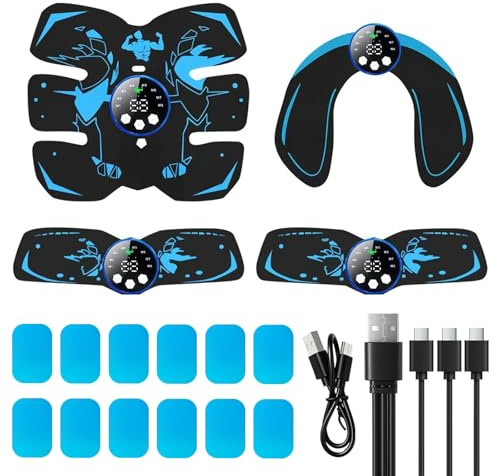 Yirrmiwn EMS Muscle Stimulator, Muscle Stimulator Machine for Men and Women with 8 Modes & 19 Intensities, 10 Gel, Training for the Abdomen and Arms