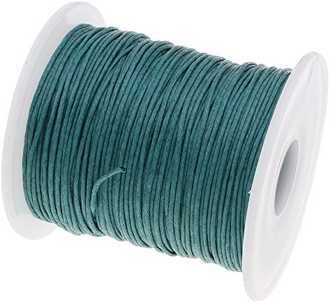 Perlin C166 - Cordón de algodón encerado, 75 m, de color verde, 1 mm, cuerda para joyas, hilo de algodón de cera, cinta para perlas y joyas