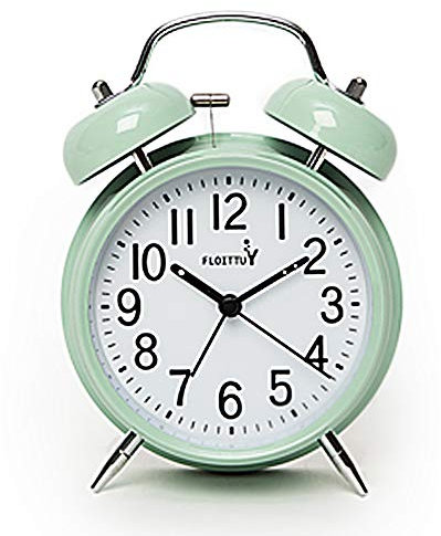 FLOITTUY, sveglia potente per chi dorme profondamente, 10,2 cm, doppia campana, sveglia con retroilluminazione per camera da letto e arredamento della casa, verde