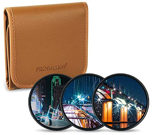 PROfezzion Sternfilter 52mm Star Filter Starburst 3 Stück für Nikon D5500 D5300 D5200 D3300 mit AF-S 18-55mm Kit-Objektiv, für Fujifilm X-M5 X-A7 X-T50 X-T30 X-T20 mit XC 15-45mm Kit-Objektiv und mehr