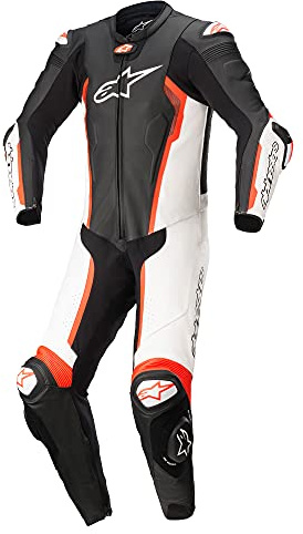 Alpinestars Missile V2 - Tuta in pelle da moto, nera/bianca/rossa, taglia 50
