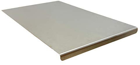 PRM Acciai Tagliere Acciaio Inox - Tagliere da Cucina e Spianatoia Acciaio Inox per Impastare Pizza, Pane, Pasta Sfoglia, Cioccolato e Dolci 400x560 Piega 20mm