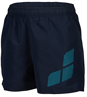 ARENA Boys' Logo Beach Shorts Navy-Turquoise