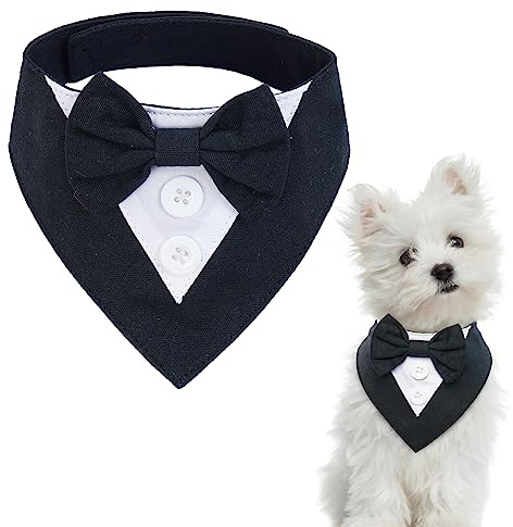 KUOSER Foulard per cani, foulard per cani, foulard, foulard, sciarpa per cani, papillon per cani, bandana per cani di taglia grande, colore nero, XS