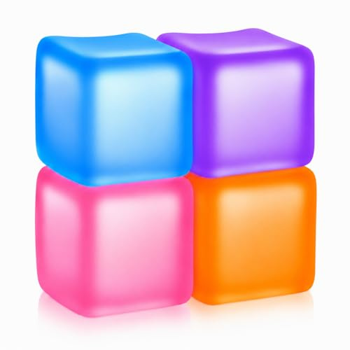 4Pcs Cubo de Alivio del Estrés Fidget Juguetes, Bolas de Estrés para Adultos, Squishy Fidget Juguetes para Niños, Cubo de Hielo Sensorial Bolas de Estrés para Autismo ADHD